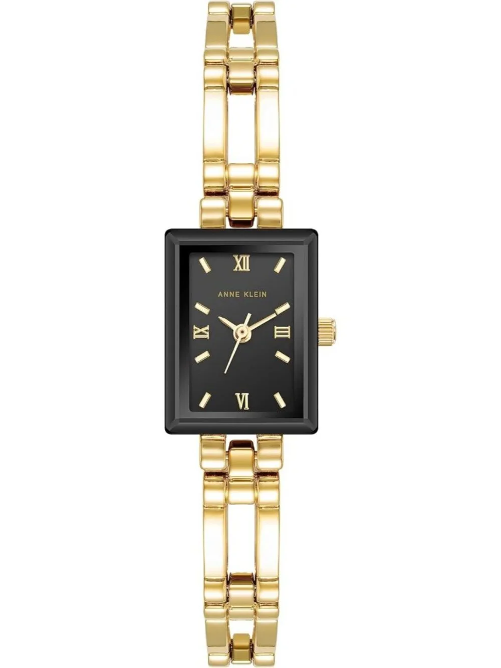 Anne Klein Women Gold Black Analog Japanese Quartz Fashion Bracelet Square Watch